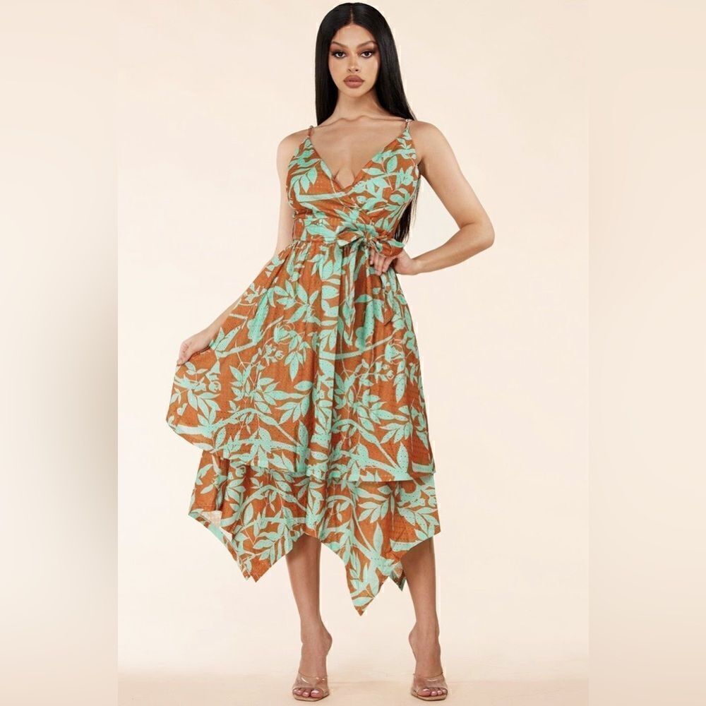 L'atise by Amy Handkerchief Hem Midi Dress - Floral Eyelet - Picture 9 of 11